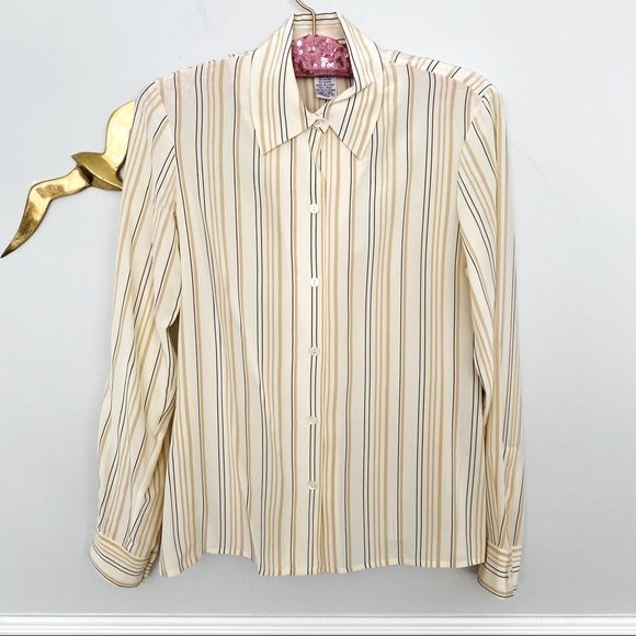 Rena Rowan Tops - Rena Rowan Striped Silk Button Up Size 4
